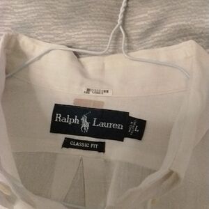 Linen Ralph Lauren Classic Fit Shirt - Cream